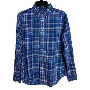 Ralph Lauren Performance Plaid Button-Down Shirt - Blue Kid's Size L 14-16